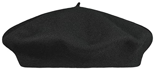 Lipodo Baskenmütze Barett Wollbaske Baske Damen/Herren - Made in Italy Winterbaske mit Futter Winter Frühling-Sommer Herbst-Winter - 57 cm schwarz
