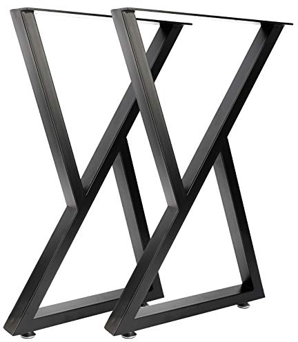 Homtone Lot de 2 Pieds de Table Métal, Pied de Table Industriel en Fer pour Table a Manger, Table Basse, Table Haute, Plan de Travail, Noir (71cm Tall - X Type)