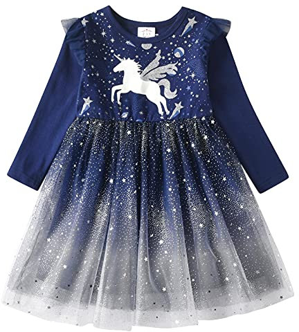 VIKITA Robe Fille Princesse Partie Casual Enfants Tulle Robe Manche Longue LH4989 2-3 Ans