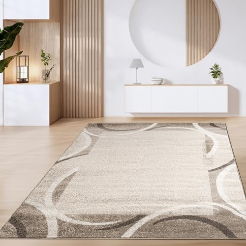 Paco Home Teppich Wohnzimmer Kurzflor Vintage Geometrische Moderne Muster Braun Beige, Grösse:60x100 cm, Farbe:Braun 6