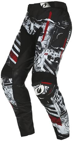 O'NEAL | Motocross-Hose | Enduro Motorrad | Strapazierfähige Denierstoffe, Mit großer Bewegungsfreiheit, Athletische Passform | Pants Mayhem Scarz V.22 | Erwachsene | Schwarz Weiß Rot | Größe 30/46