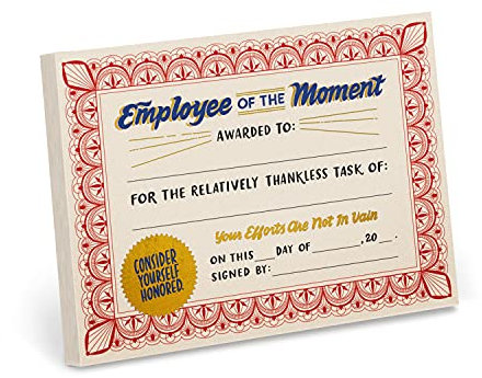 Em & Friends Notizblock für Mitarbeiter des Moments – Geschenk für Mitarbeiter & Auszeichnung, Papier, Zertifikat, 13,1 x 17,8 cm