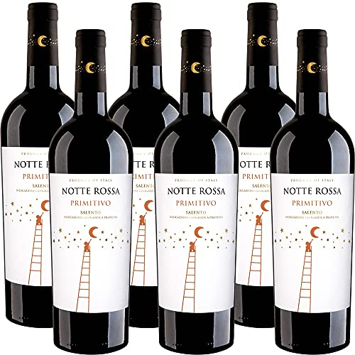 Primitivo | Notte Rossa | Vino Rosso Salento | Puglia | 6 Bottiglie 75cl | Idea Regalo