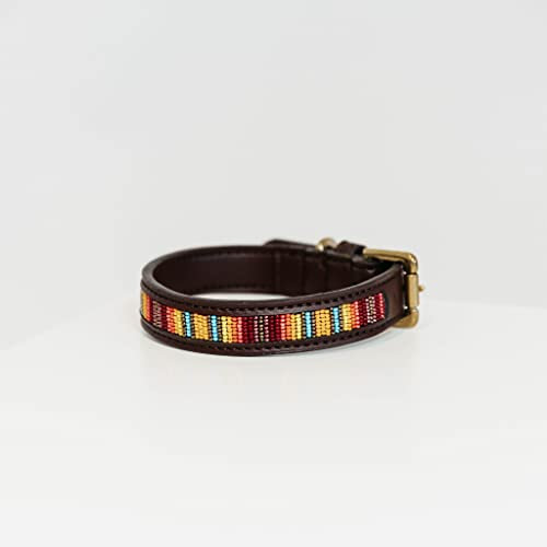 Kentucky - Handgefertigte Perlen Hundehalsband - M - Leder - Pure orange