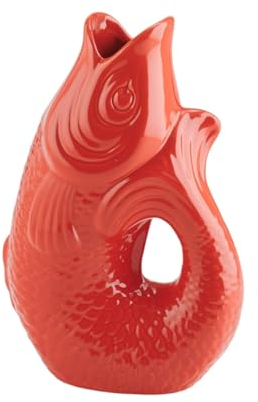 Gift Company Vase Monsieur Carafon S, Vase décoratif en Forme de Poisson, faïence Coral Red
