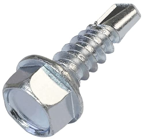 AERZETIX - C57379 - Lot de 100 Vis autoperceuse à collerette/embase estampée Ø5.5x19 mm - empreinte de la tête hexagonale 8 mm - DIN 7504K - en acier - couleur argent