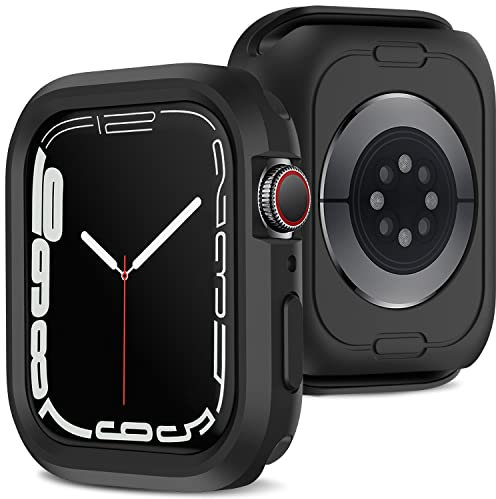 Amizee Kompatibel mit Apple Watch Hülle Series 8 / Series 7 45mm / Series 6 / SE/Series 5 / Series 4 44mm, Rundum Schutzhülle Stoßfest Schutzhülle für iWatch (Schwarz)
