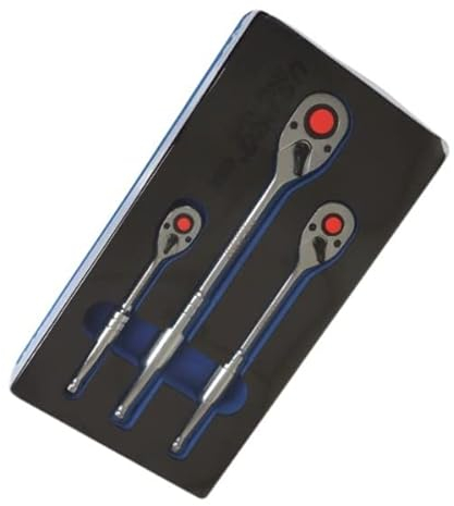 US PRO INDUSTRIAL Ratchet Socket Wrench Set 90 Tooth 3-Piece Reversible 1/4''Dr 3/8''Dr 1/2''Dr, (4228)
