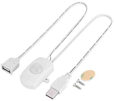 AYNEFY Infrared Human Body Sensor 2A DC 5-24V Mini LED USB PIR Motion Detector for Automatic Lighting Corridors Bathrooms Basements Warehouses Garages White