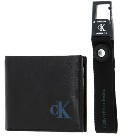 Calvin Klein CKJ SLG Giftpack Bifold W/Coin + Carabiner Keyfob Black