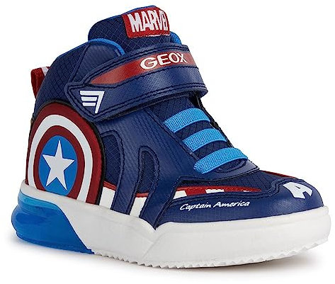 Geox J GRAYJAY Boy Sneaker, Navy/RED, 36 EU