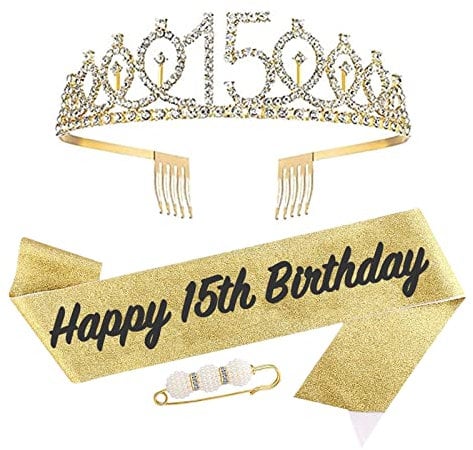 YAAVAAW 30th Birthday Sash and Tiara for Women, Rose Gold Crown Costume Set Gifts, Rhinestone Shoulder Strap Her Decoration Party Accessories