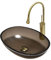 Boyuan Waschbecken im Badezimmer, Waschbecken aus gehärtetem Glas mit goldenem Wasserhahn und Pop-Up-Ablauf, buntes, klares Waschbecken, Aufsatzwaschbecken mit Zubehör, 49 x 36,5 x 13 cm