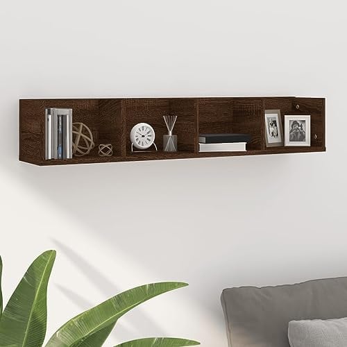 Bussandri Exclusive - CD-Wandregal Braun Eichen-Optik 100x18x18 cm Holzwerkstoff