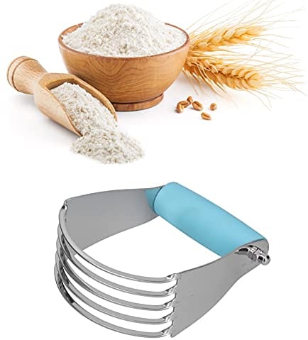 Pastry Blender, Durable Stainless Steel Multi-Purpose Dough Blender Mixer Heavy Duty Ergonomic Desing Five Bladed Dough Pastry Blending Tool Pastry Cutter for Butter, Pie, Cake(Blue)