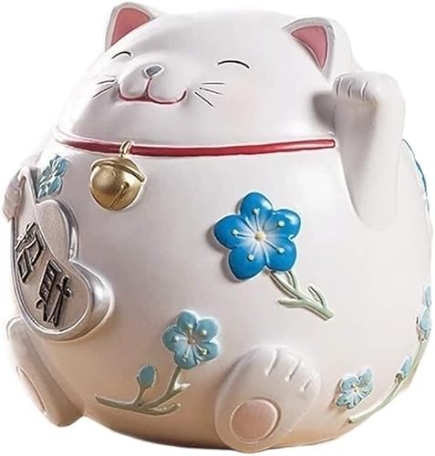 Münzzähler Sparschwein Spardose, kreative Spardose, weiße Keramik, chinesische Glückskatze, Figuren, Sparschwein, niedliche Keramik-Katzen-Spardose, Sparschwein Ornamente Dekor