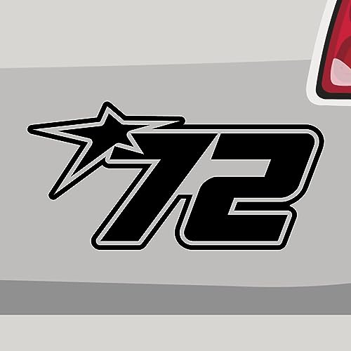 Stickerfreaks Startnummer 72 Aufkleber Racenumber Sticker Team Bike Auto Bike Decal Vinyl Star Aufkleber Größe: 14x7cm (M) | Farbe: 70-schwarz | Racenumber Sticker Kleber Deko Tuning Zahl