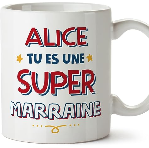 Mugffins Tasses Personnalisables pour MARRAINE - En Français - Cadeau Personalisé- Tu es Super - 11 oz / 330 ml