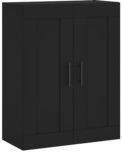 vidaXL Wandschrank, Hängeschrank mit 3 Fächern 2 Türen, Wandmontage Badezimmerschrank, Aufbewahrungsschrank für Wohnzimmer Schlafzimmer, Schwarz Holzwerkstoff