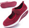 Git-up Damen Walking Schuhe mit Klettverschluss Atmungsaktives Vermascht Krankenschwester Schuhe Leichtes Memory Schaum Luftkissen Sneaker, Mesh-Rot 40