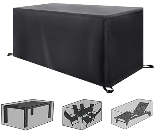HSFFBHFBH Abdeckung für Gartenmöbel Winterfest - 320x100x105cm(LxWxH) Multi Größe Schwarz Wasserdicht Abdeckung 420D Oxford Tisch Abdeckplane Schutzhülle für Gartentische und Möbelsets Gartentisch