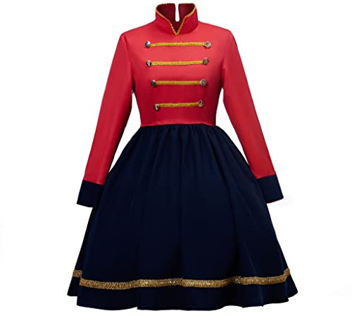 Willyacos Royal Guard Soldier Costume Men Christmas Toy Soldier Costume Adult Red Marching Band Jacket (Dress, XS)