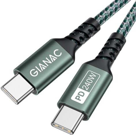 240W Cable USB C a USB C [1M] Cable de Carga Rápida PD 48V/5A Cable Tipo C Trenzado Nylon USB-C con E-Mark Chip para iPad Air/Pro, MacBook Air/Pro,Samsung Galaxy,Google Pixel,Huawei,iPhone 15 etc