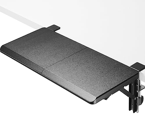 ETHU Ergonomics Desk Extender Tray, Large-Size Foldable Keyboard Tray Clamp On, Table Mount Desk Extender Shelf Keyboard Platform Extender, Armrest Support for Desk (Black)
