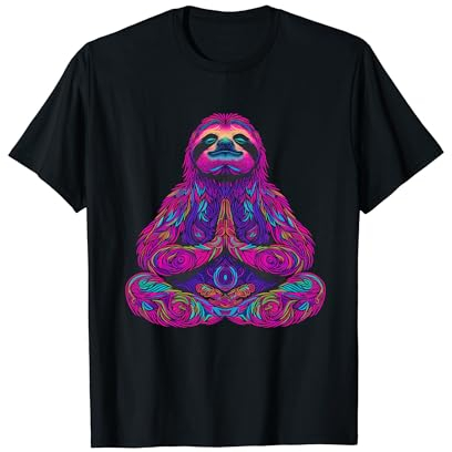 Faultier Meditierend Trippy Psychedelic Lustig Yoga Yogi T-Shirt