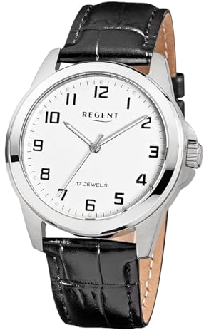 REGENT Mechanische Armbanduhr Handaufzug Stahl Lederband