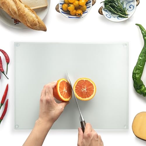 Tabla de Cortar de Vidrio 40 x 30 cm: Protector de Encimera de Vidrio para Cocina - Vidrio Templado Duradero e Higiénico, Resistente a Arañazos - VIDRIO TEXTURIZADO