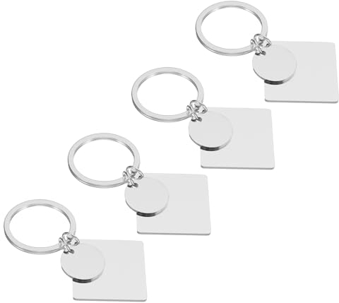 PATIKIL 4 Pcs de Placas de Estampado de Metal, Placas de Estampado Cuadradas para Llaveros en Acero Inoxidable para Grabado Laser, Tono Plateado