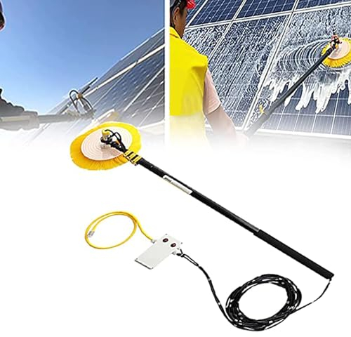 Photovoltaic Panel Electric Cleaning Equipment Brush, Roof Water Brush,Water Fed Telescopic Brush for Caravan Truck Washing 3.5M/5.5M/7.5M Double Disc Automatic Water Sprayer Cleaning Tool,3.5M