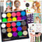 Ucokee Kinderschminke Set, 30 Farben Kinderschminken Set mit 22 Leuchtende Tattoo Sticker, 4 Pinsel, 40 Schablonen und Broschüre - Schminke Kinder 3 Jahre für Halloween, Karneval, Geburtstag
