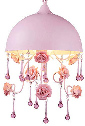 vkeid Lustre d'intérieur, lustre - Design moderne princesse chambre fleur lustre en céramique rose rose semi-cercle lustre