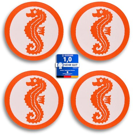 Seepferdchen® 4er Set offizielles Schwimmabzeichen zum Aufbügeln | Seepferdchen Abzeichen für Frühschwimmer | bügelbeschichtet | Made in Germany |