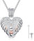 KINGWHYTE Herz Asche Halskette 925 Sterling Silber Engel Flügel Urne Halskette für Asche Hohle Kremation Schmuck für Erinnerung Geschenke für Frauen Damen Mädchen