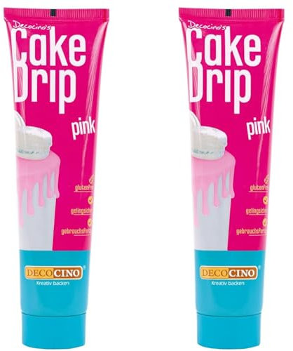 DECOCINO Cake Drip Pink (90g) – fantastischer Geschmack – direkt gebrauchsfertig – Backdeko für Torten, Kuchen, Muffins, Cupcakes, Cake Melts, Cake Melts (Packung mit 2)