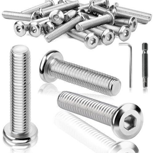 TXXATX 25 Stück M8 Schrauben Flachkopfschrauben M8x40mm Edelstahl Linsenkopfschrauben Vollgewinde Innensechskant mit Schraubendreher Bit Schraubenschlüssel Maschinenschrauben für Montage Wartung