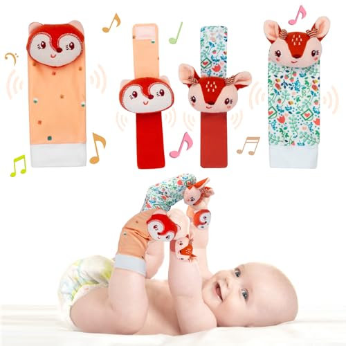 Accevo Baby Wrist Rattle Socks, chaussettes à hochets pour bébé et hochets de poignet pour bébé, jouets pour les mains et les pieds des nouveau-nés pour 0-3 6-12 mois