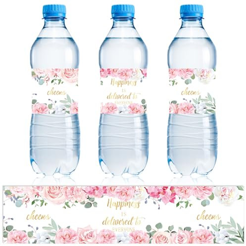 NQEUEPN 50 Pz Etichette per Bottiglie d'Acqua, Etichette Decorative per Bottiglie d'Acqua Adesivi Personalizzati per Avvolgere Bottiglie d'Acqua per Decorazioni per Feste di Matrimonio (Stile 1)