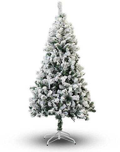 SHATCHI Albero di Natale artificiale verde Yukon da 1,2 m, con 230 punte e rami innevati e cespugliosi, supporto in metallo, cloruro di polivinile, 120 cm