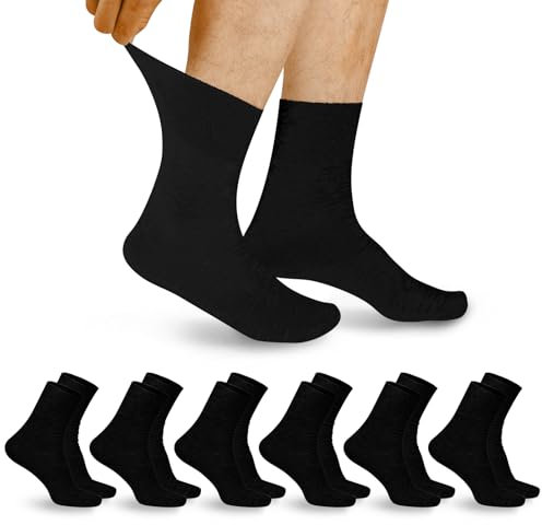 Aomig Chaussettes Diabétiques Homme Femme -65% Coton- 6 Paires Sans Coutures, Sans Pression, Sans Elastique, Matière en Coton, Non Comprimante Pieds Gonflés 45-48
