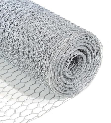 Wiltec Grillage de volière Acier Galvanisé – Mailles 25 mm Hexagonal Hauteur 0,5 m Longueur 10 m Fil Ø 0,7 mm – Lapin Grillage à poule Grillage animaux Terrasse Jardin Clôture Enclos