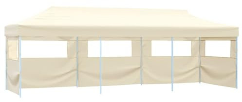 ShGaxin Tonnelle pliable Pop-up avec 5 parois latérales, 3 x 9 m, crème, tente de plage, tonnelle, auvents de plage, auvent extérieur, pergolas de jardin - 44975