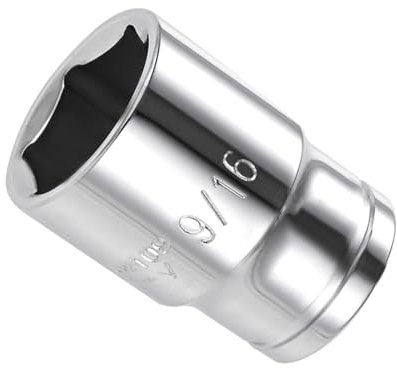 CoCud 6-Punkt-Steckdose, 3/8 Antrieb 9/16 Tief, polierter verchromter CR-V SAE Standard-Flachschlag-Steckschlüssel - (für Ratschen Autoreparatur), 1 Stück