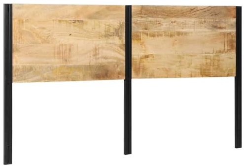 Tête de lit 180 cm VidaXL en bois massif de manguier et fer, tête de lit double, panneau de tête de lit, pour lit double, brun, style Cottage, montage autonome