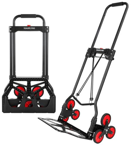 YEAUPE PRO Carrello portapacchi per scale,Carrello pieghevole,Carrello con Ruote Portatutto,Capacità di carico 80-100 kg, Altezza regolabile 110 cmincl- 2 corde elastiche