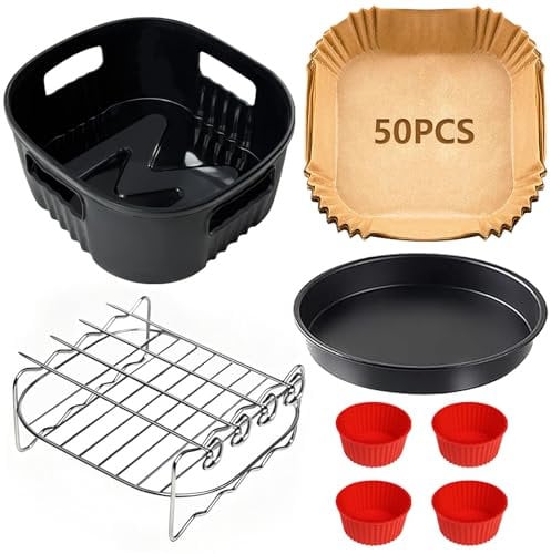Accessori Friggitrice ad Aria per Philips Essential 4.1L (HD9252, HD9255, HD9200), 5 pezzi riutilizzabili Contenitori per Friggitrice ad Aria per Philips 4.1L, Accessori per friggitrice senza BPA