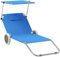Outsunny 2er Set Sonnenliege klappbar Strandliegen Strandstuhl mit Verstellbarer Rückenlehne Kopfkissen Dach Rolle leicht tragbar Strandmatte Liegestuhl Outdoor Liegematte für Garten, Pool 148 x 62cm